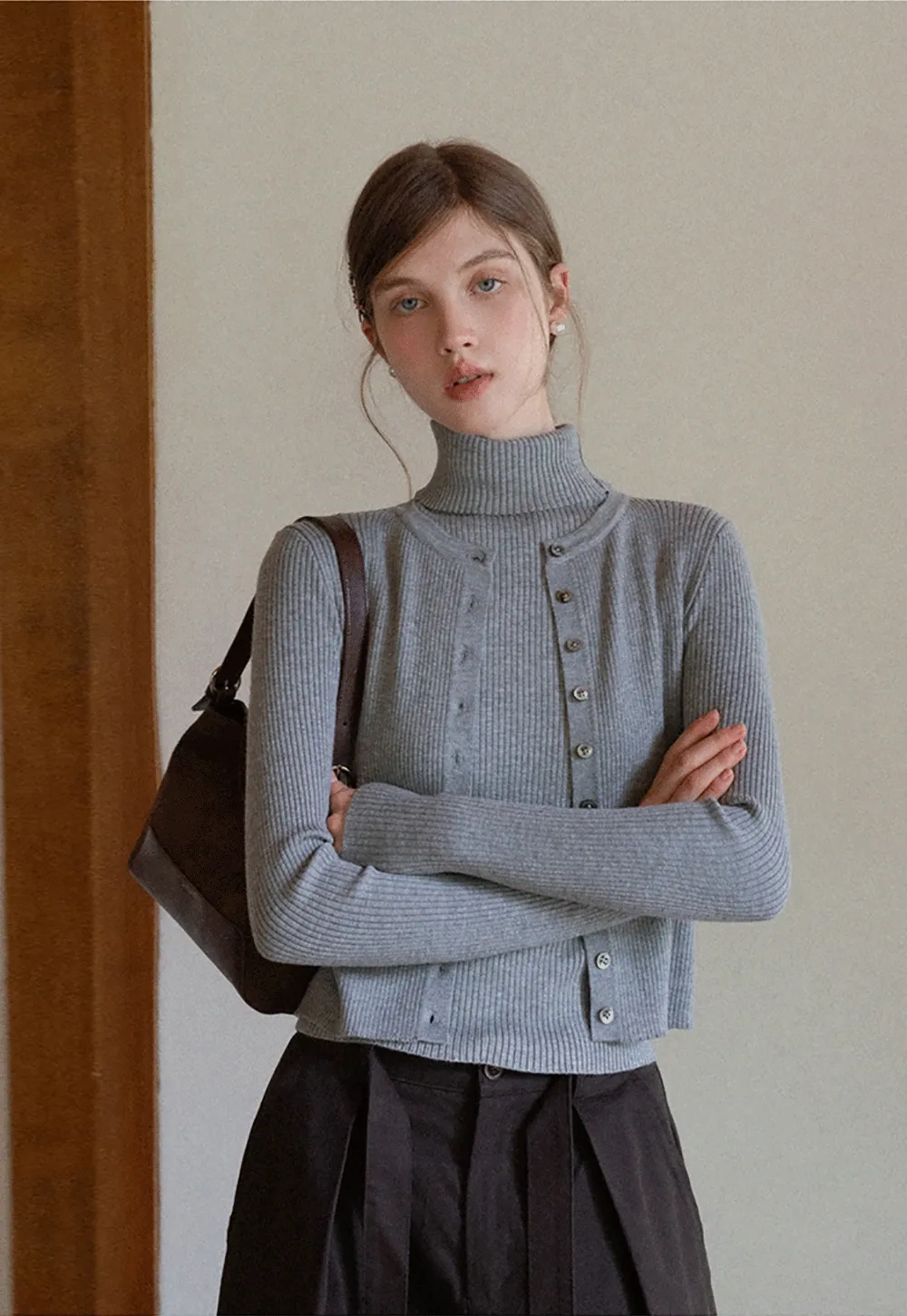 Turtleneck Tank and Long Sleeve Cardigan Set