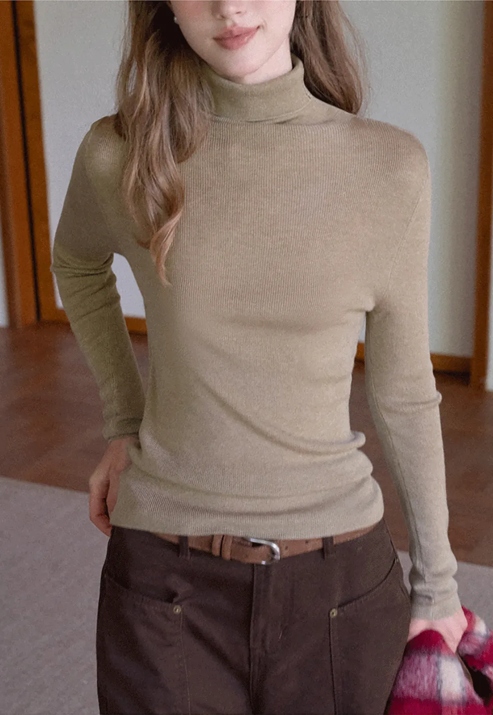 Ribbed Turtleneck Top