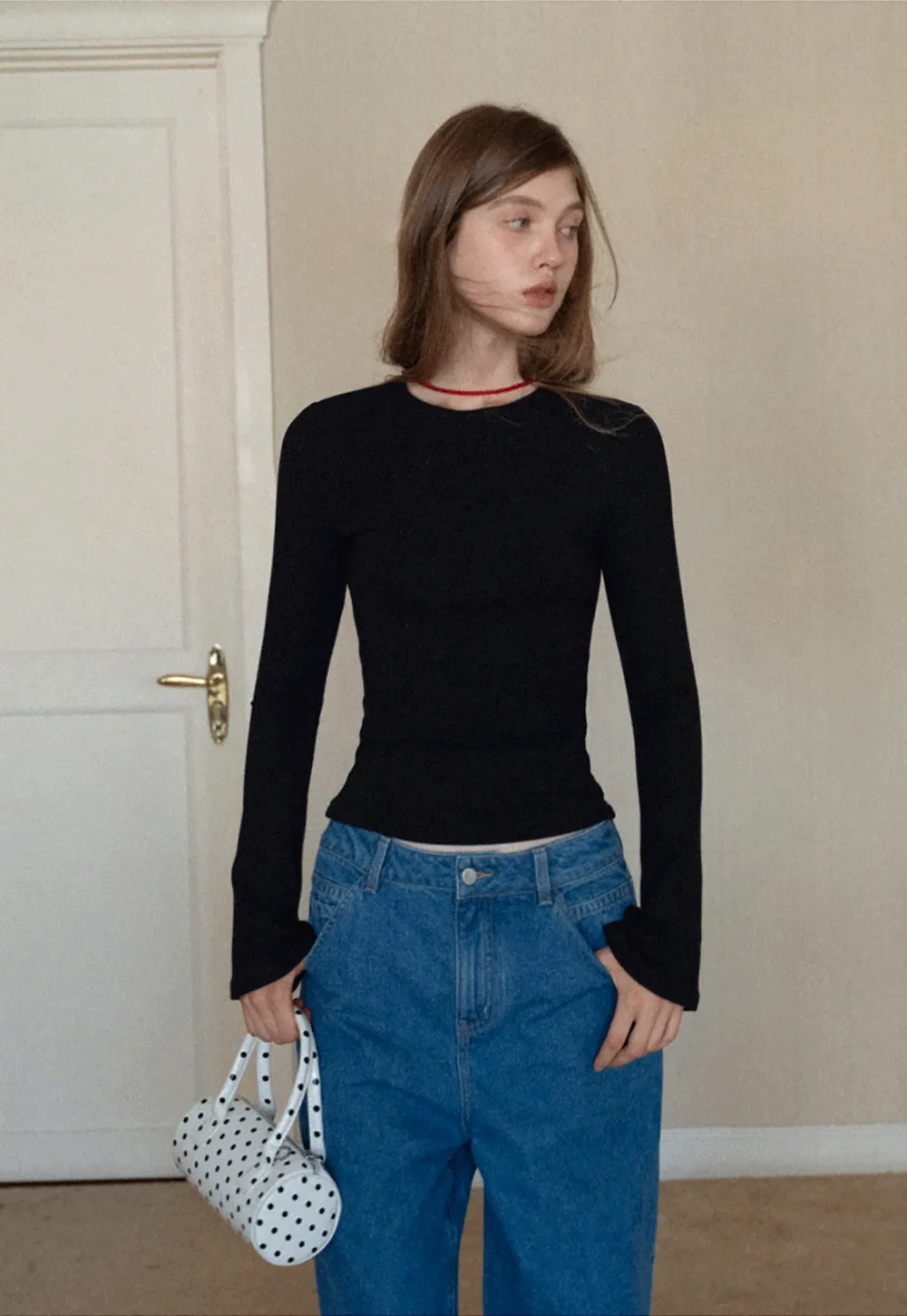 Women Slim Fit Long Sleeve Ribbed Knit Top