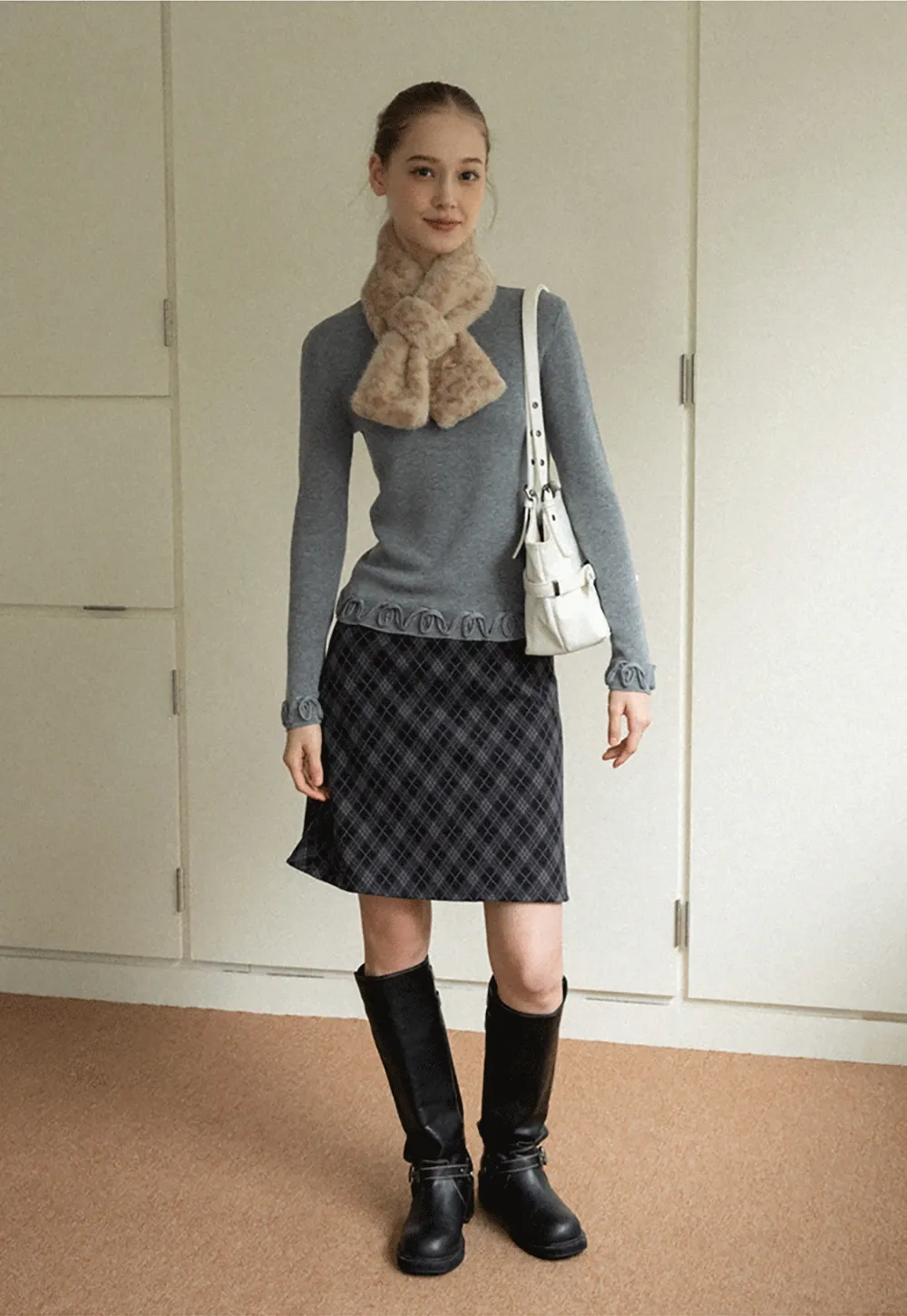 Chic Knit Sweater with Ruffle Edges