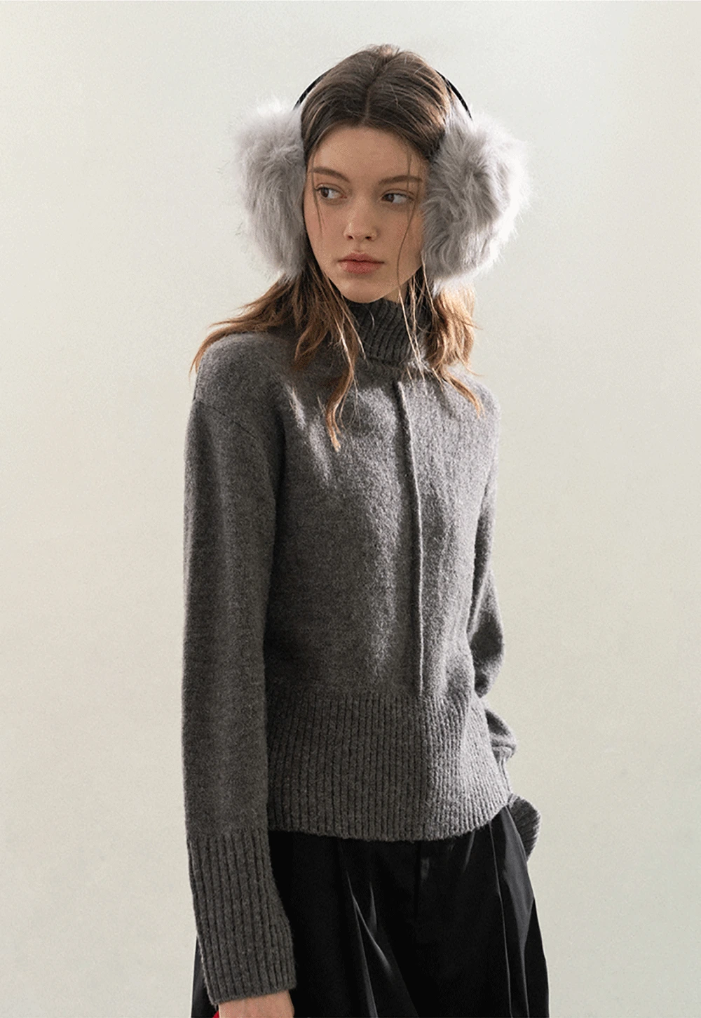 Center-Seam Turtleneck Crop Sweater