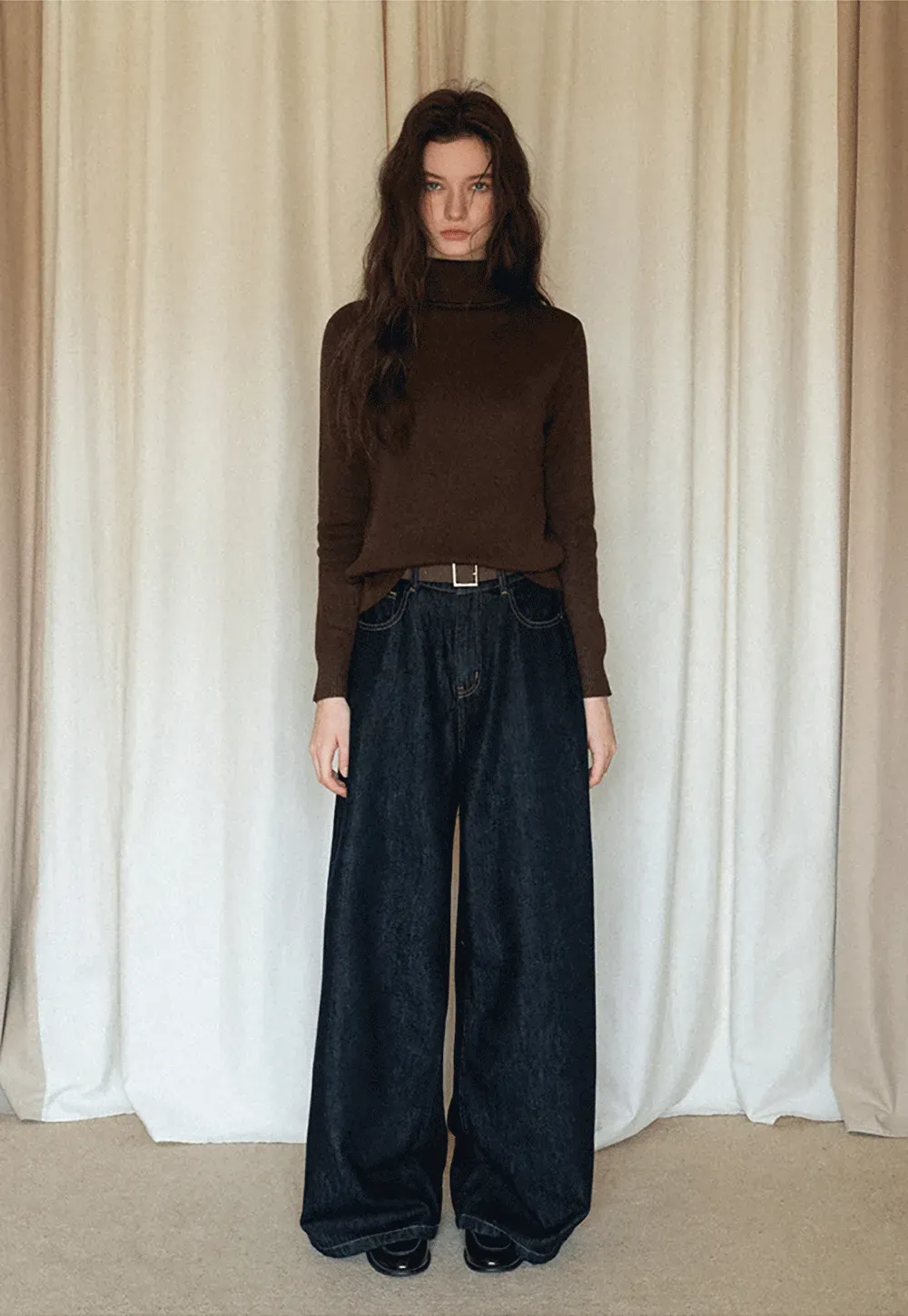 Wide-Leg Dark Wash Jeans