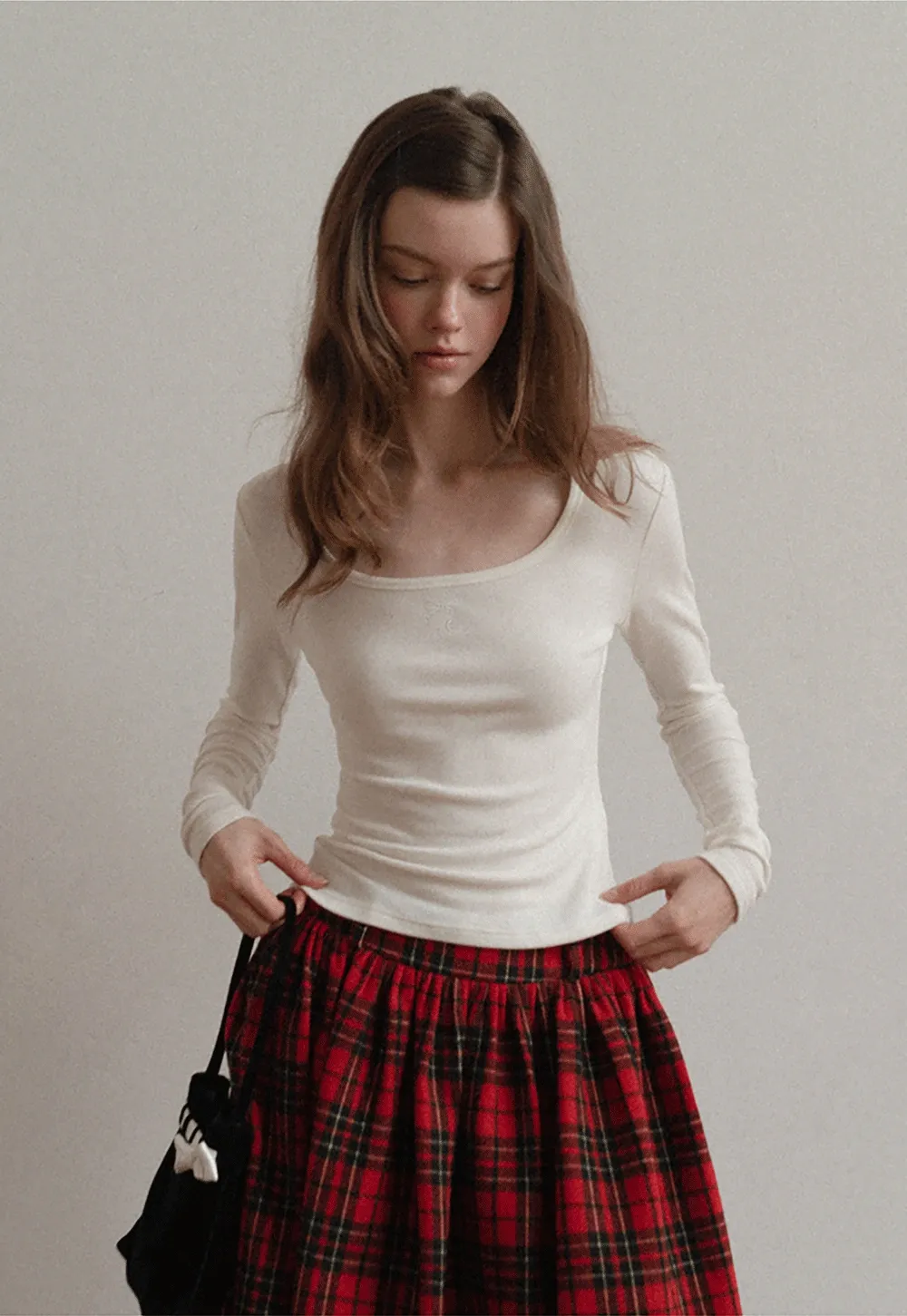 Women Casual Long Sleeve Top with Ribbed Design