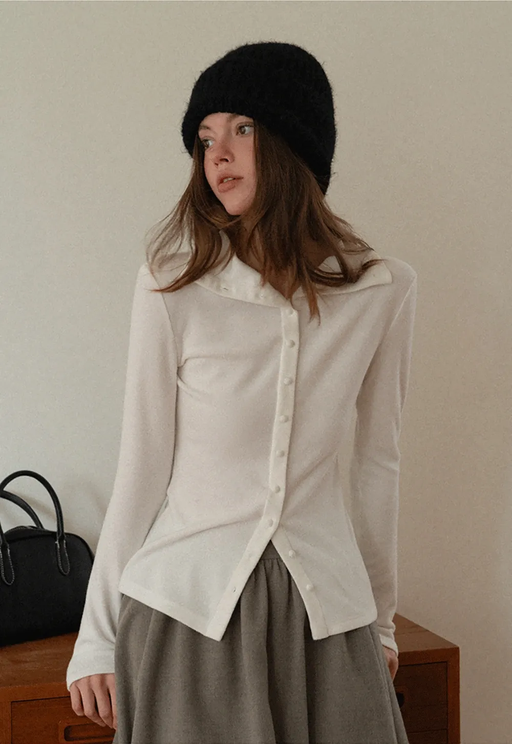 Elegant Ribbed Top with Button Detailing