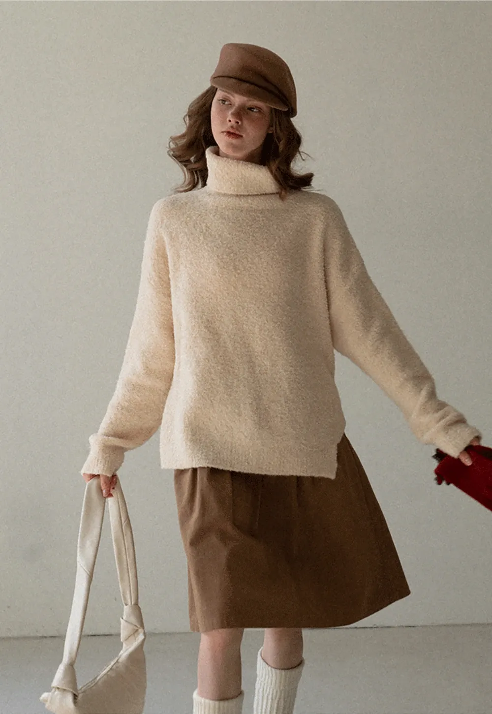 Oversized Turtleneck Knit Sweater