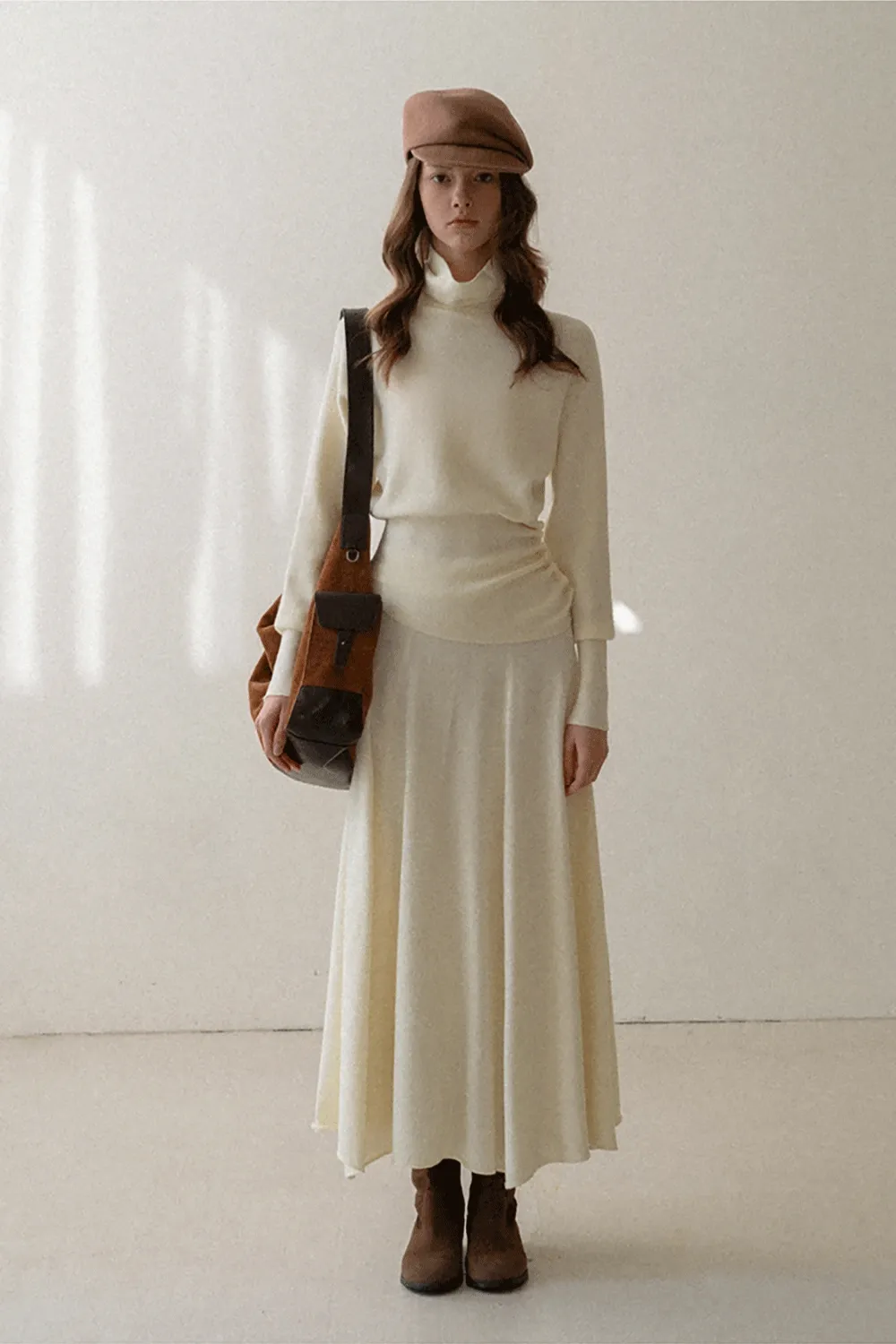 Elegant Knit Top & Flared Skirt Set