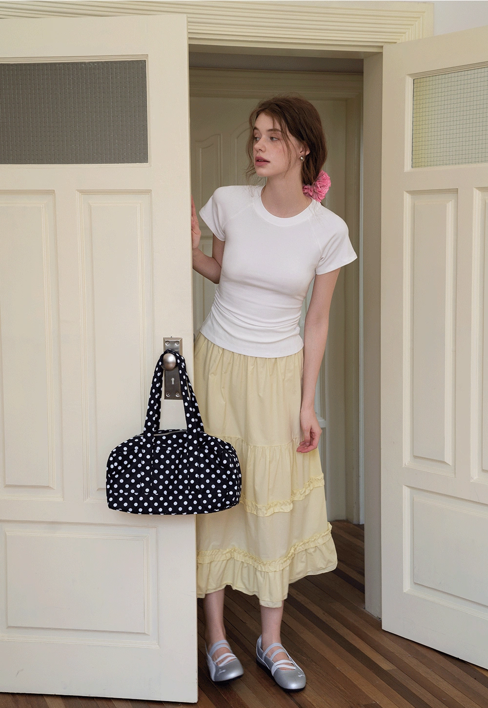 Slim Fit Side-Ruched Cap Sleeve Tee