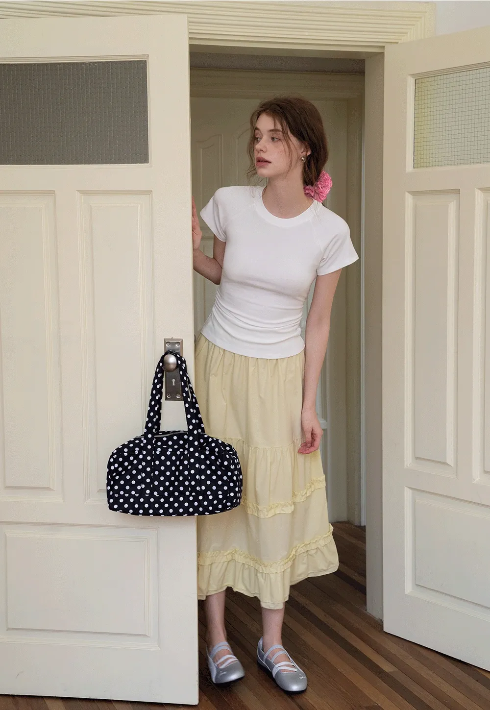 Slim Fit Side-Ruched Cap Sleeve Tee
