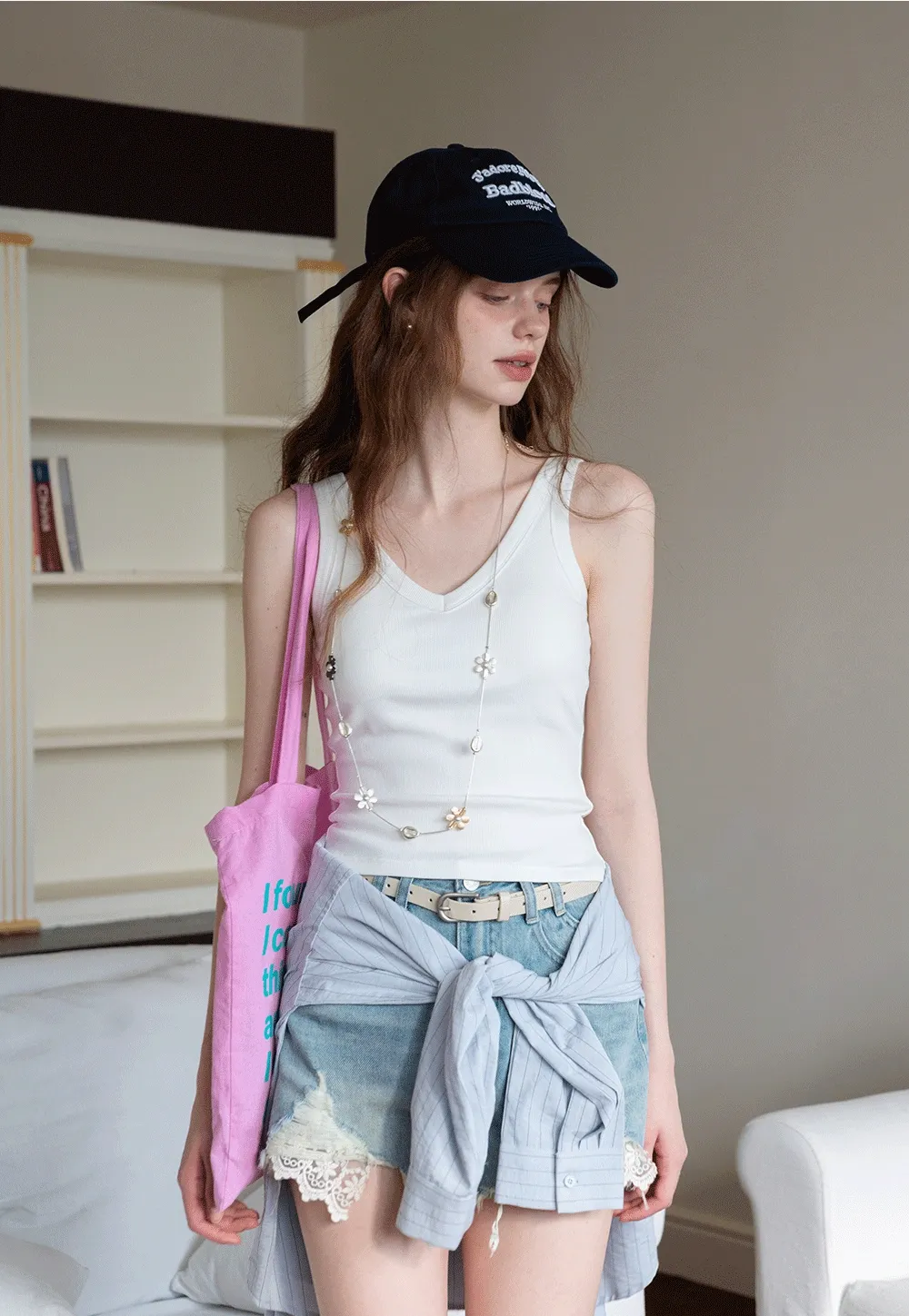 Women’s High‑Waist Ripped Lace Denim Shorts