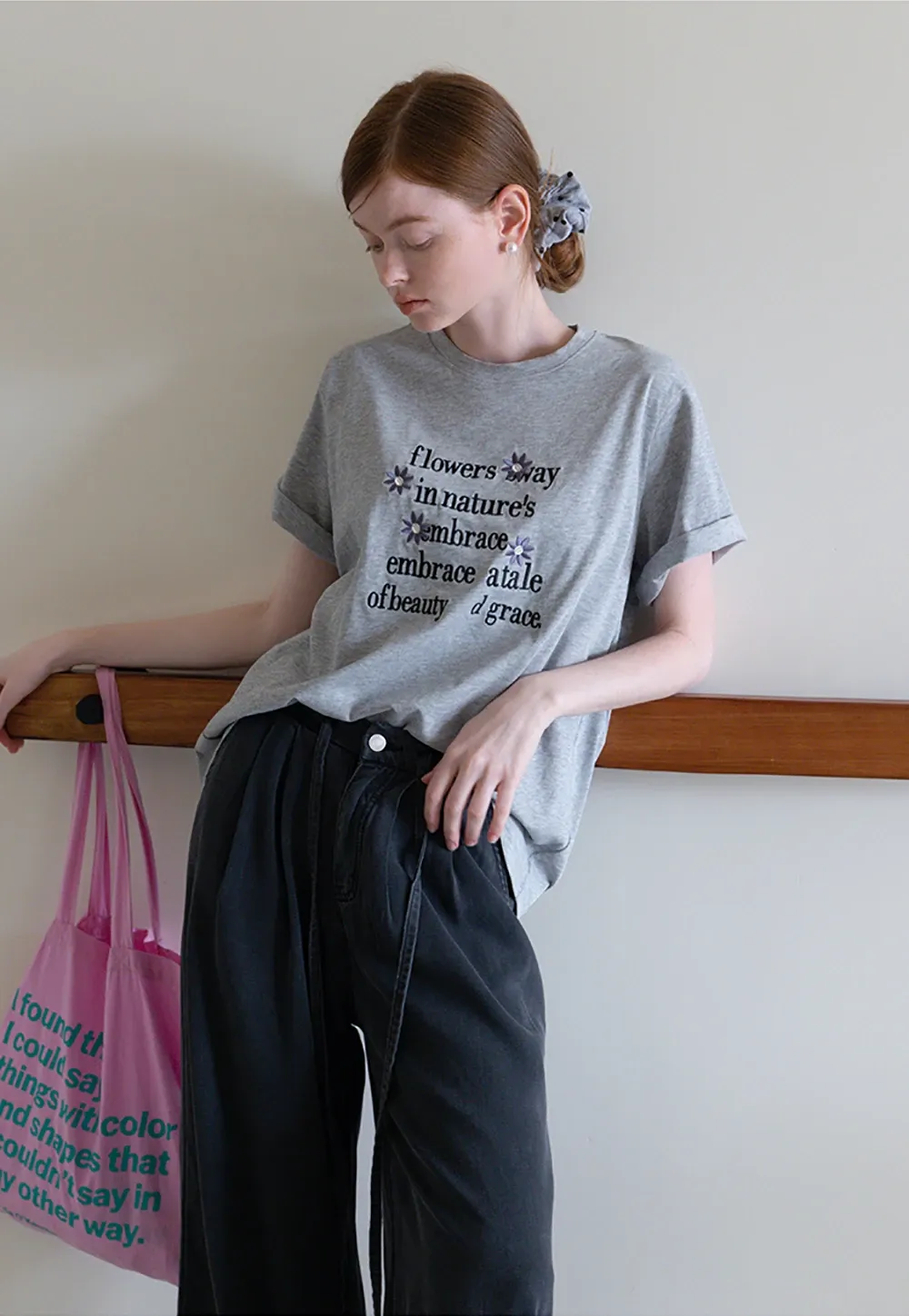 Women’s Graphic T-Shirt with Floral Letter Print