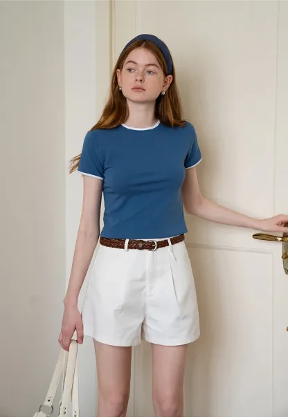 High Waist Shorts with Woven Belt