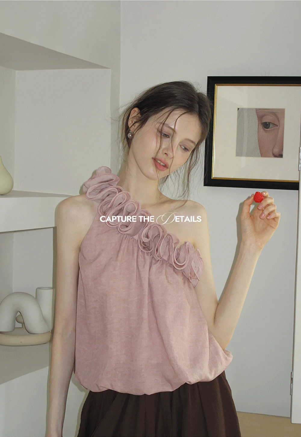 Women’s One Shoulder Ruffle Sleeveless Top