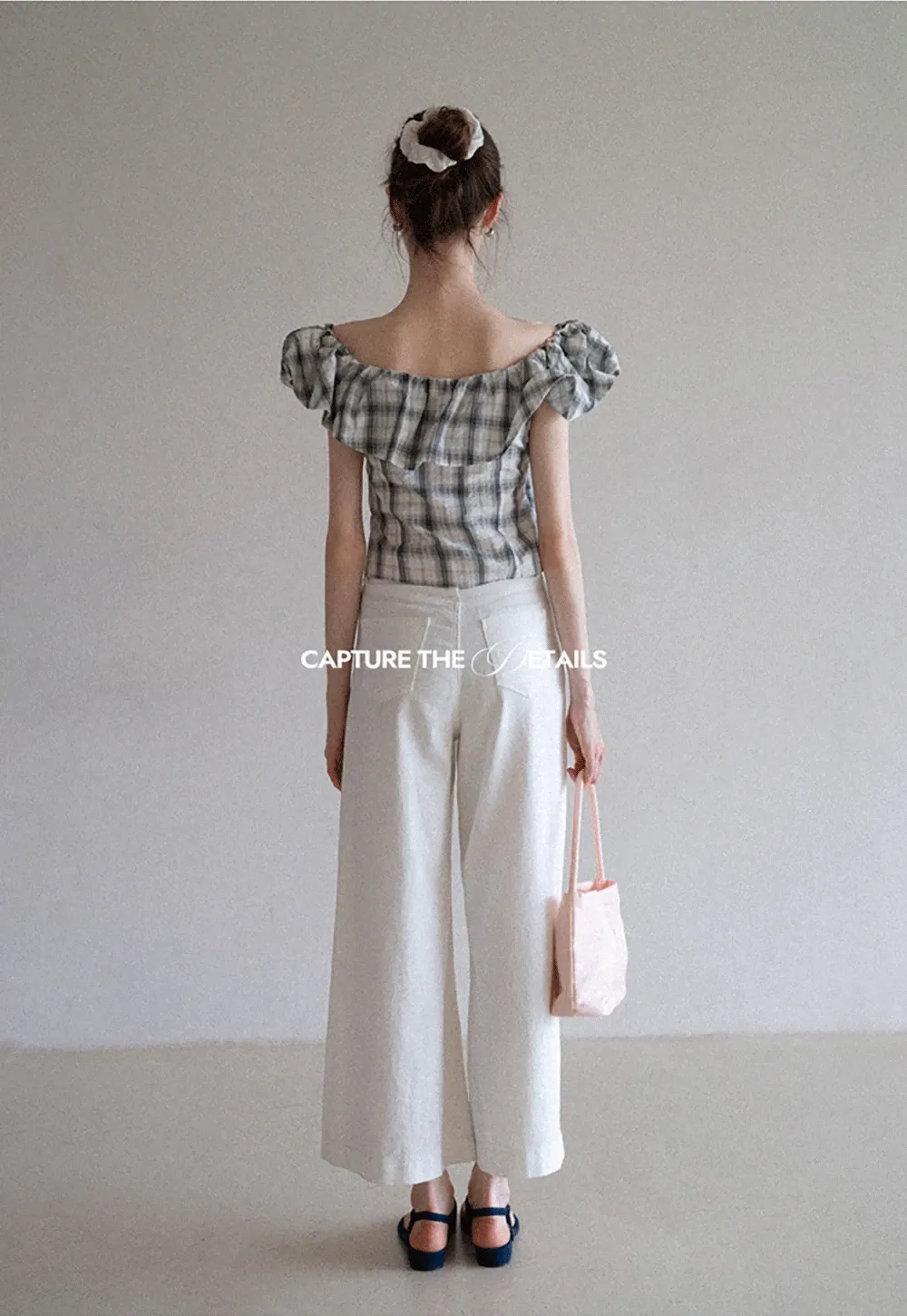 Off-Shoulder Plaid Ruffle Top