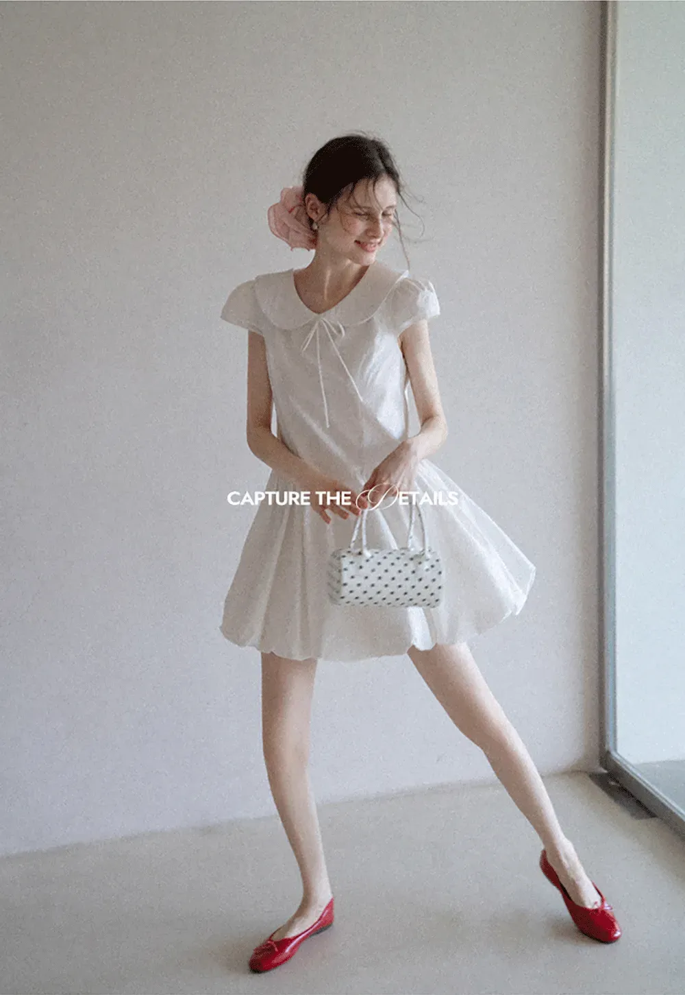 Peter Pan Collar Puff Sleeve Mini Dress