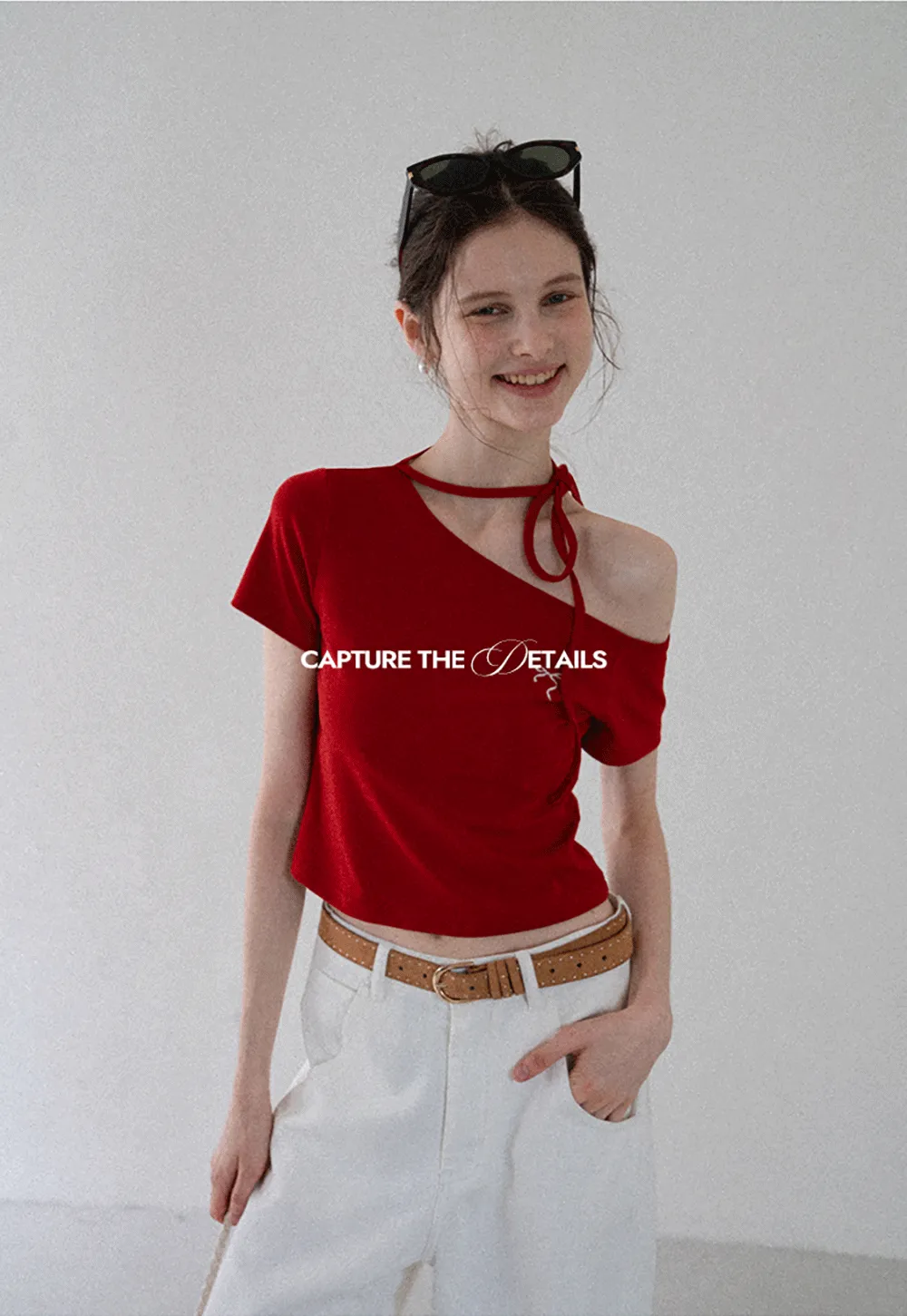 Asymmetric Tie Neck T-Shirt