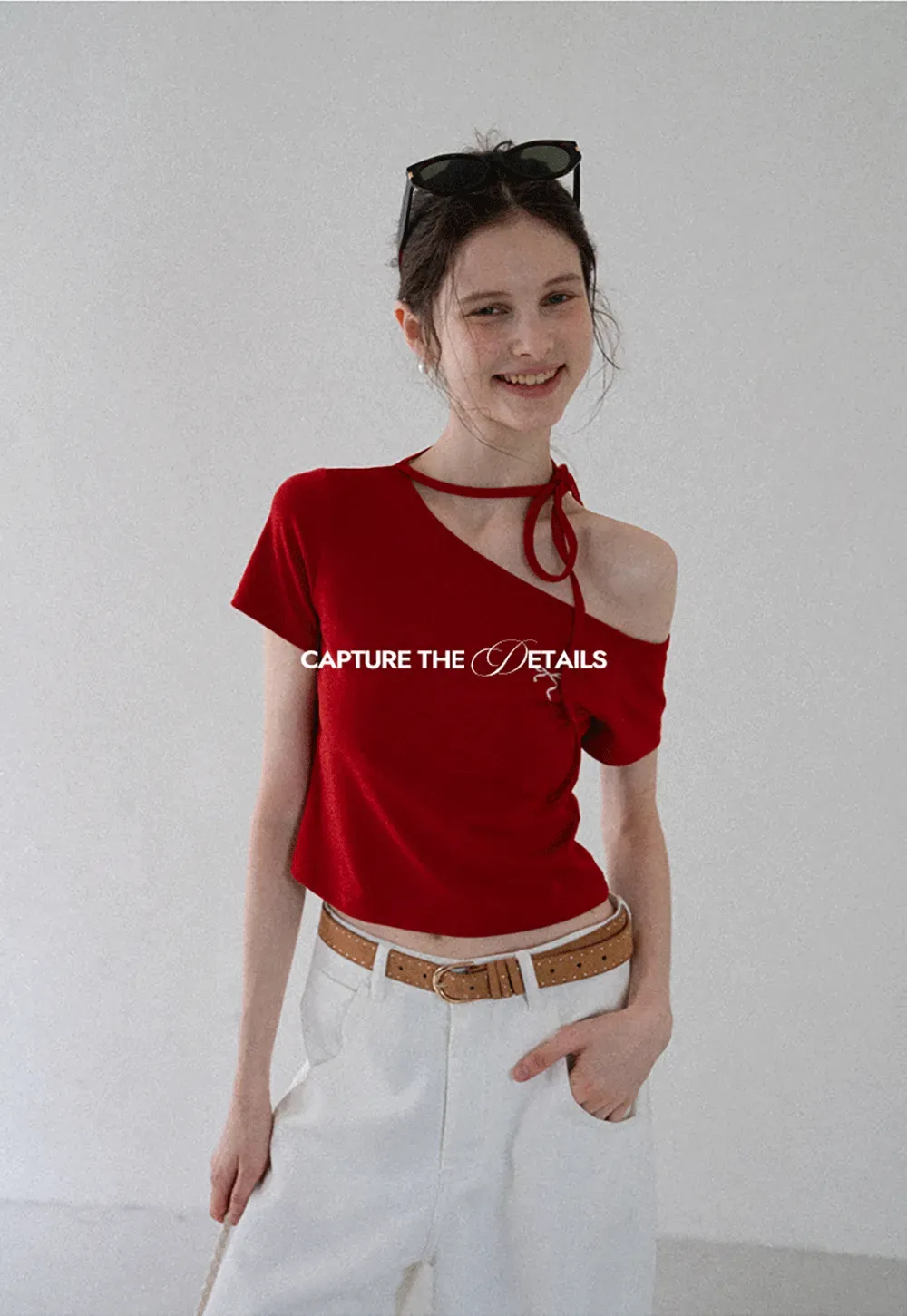 Asymmetric Tie Neck T-Shirt