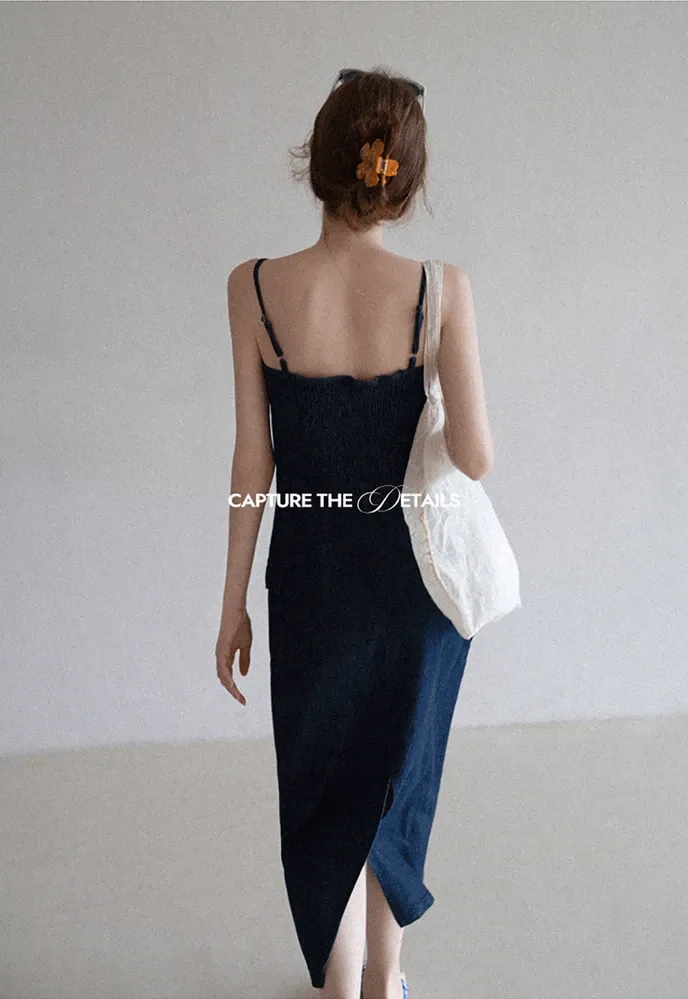 Button-Front Cargo Pocket Denim Dress