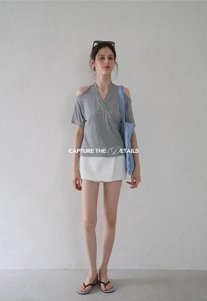 Women's Cold-Shoulder Wrap Top