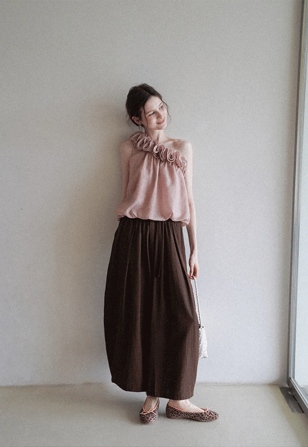 Women’s One Shoulder Ruffle Sleeveless Top