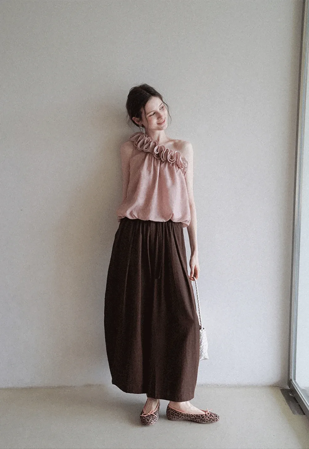 Women’s One Shoulder Ruffle Sleeveless Top