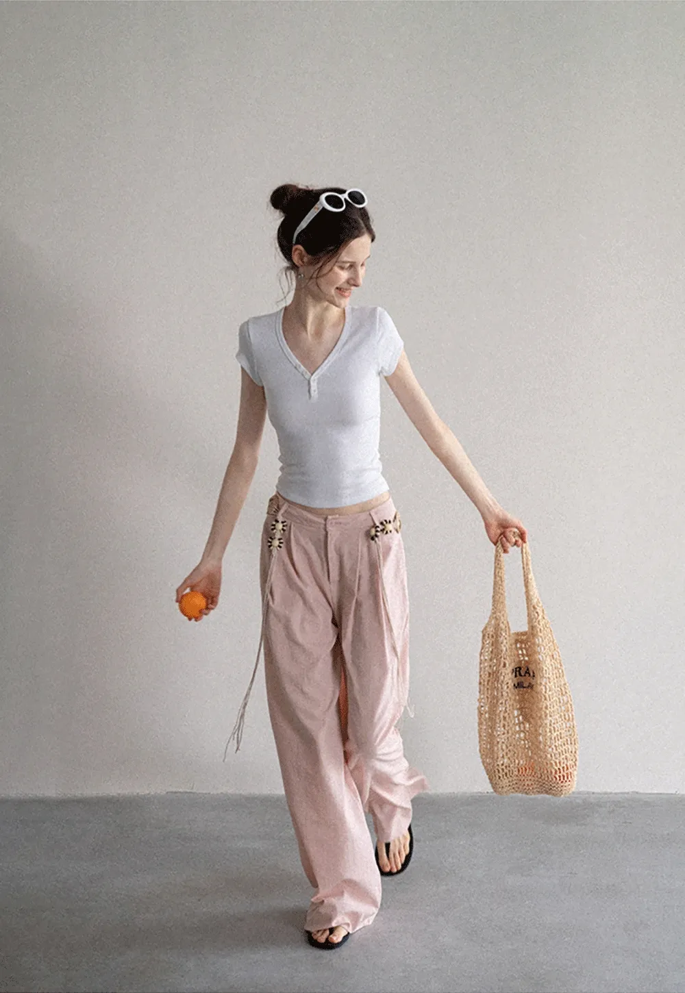 Women's V Neck Button Front Short Sleeve T-Shirt