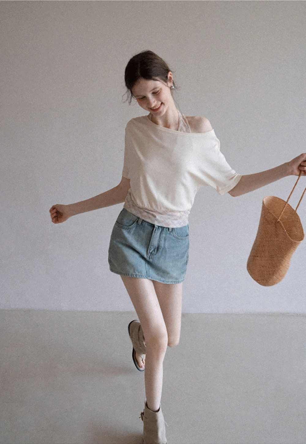 Women's Off Shoulder Patchwork Top
