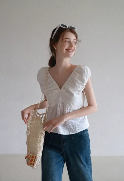 Ruched Sleeveless Lace Trim Top