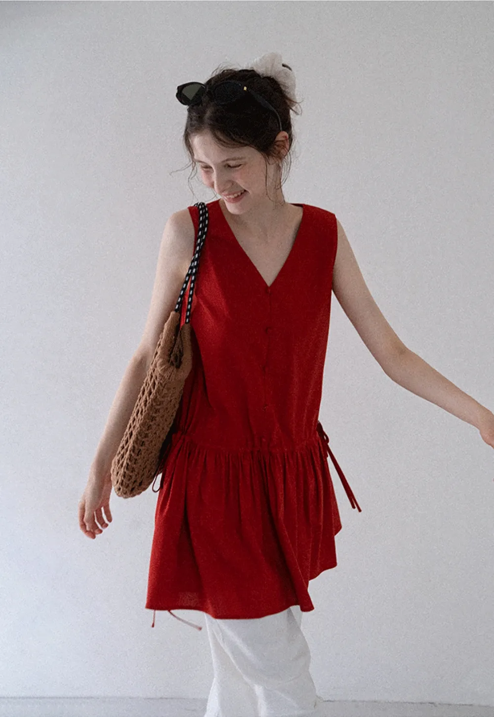 Buttoned Drop-Waist Sundress