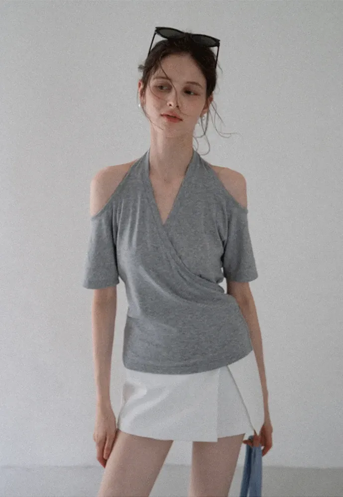 Women's Cold-Shoulder Wrap Top