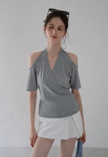 Women's Cold-Shoulder Wrap Top