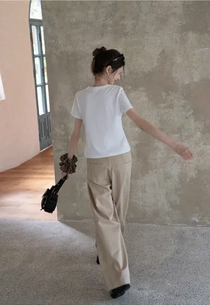 Women's Ruffled Bow Appliqué Cotton T-Shirt