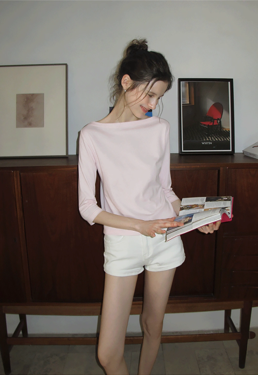 Women's Boat Neck 3/4 Sleeve Top