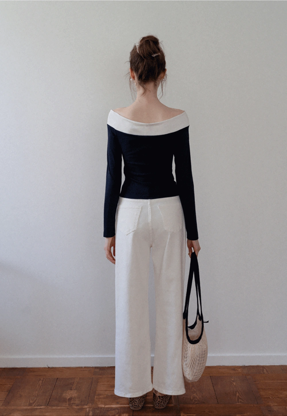 Women's Off Shoulder Contrast Fold-Over Knit Top