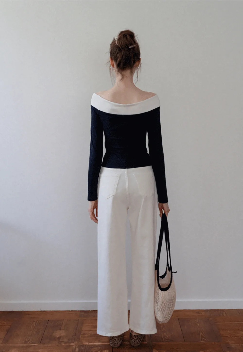 Women's Off Shoulder Contrast Fold-Over Knit Top