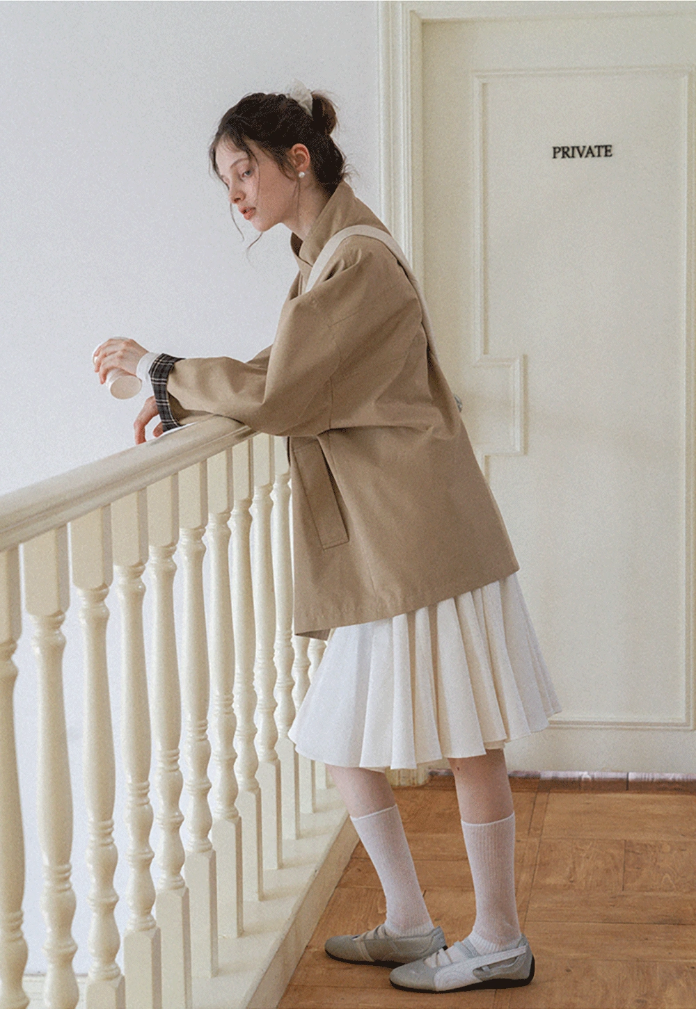 Women's Stand Collar Short Trench Coat