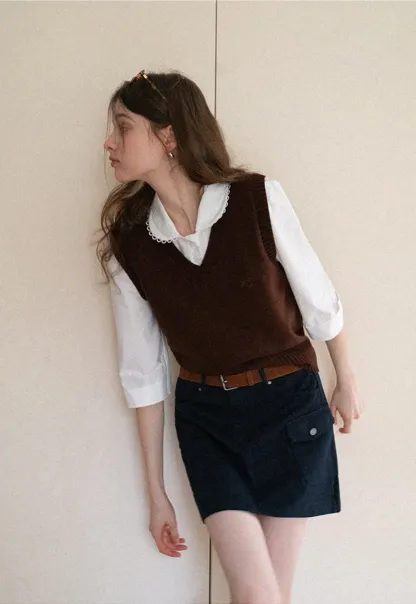 V-Neck Knit Sweater Vest