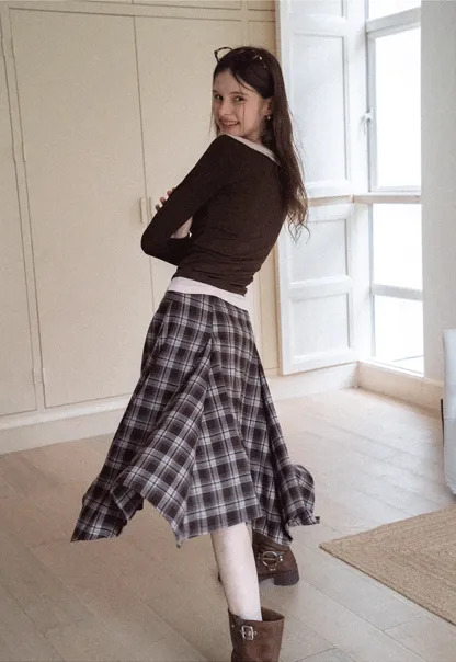 Women's Layered Boat Neck Long Sleeve Top