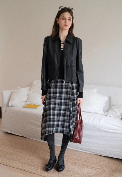 Women Faux Leather Zip-Up Jacket