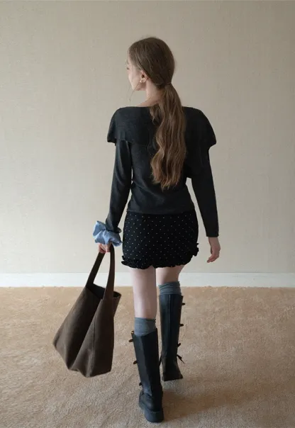 Womens Draped Cowl Neck Knit Top