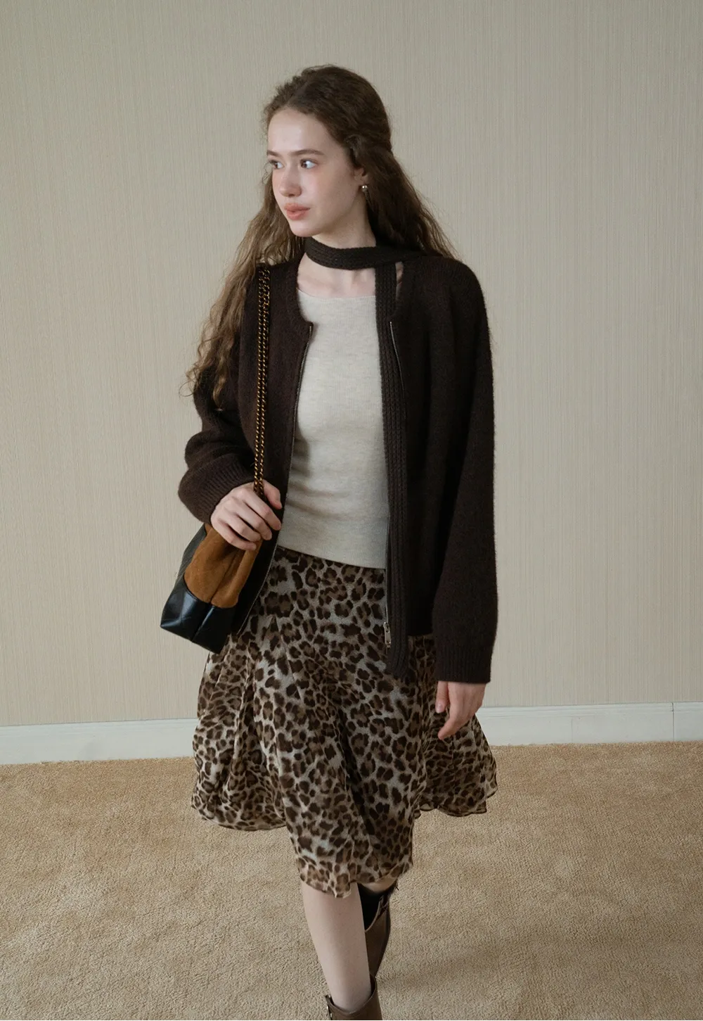 Womens Long Sleeve Knit Shirt with Tie Detail