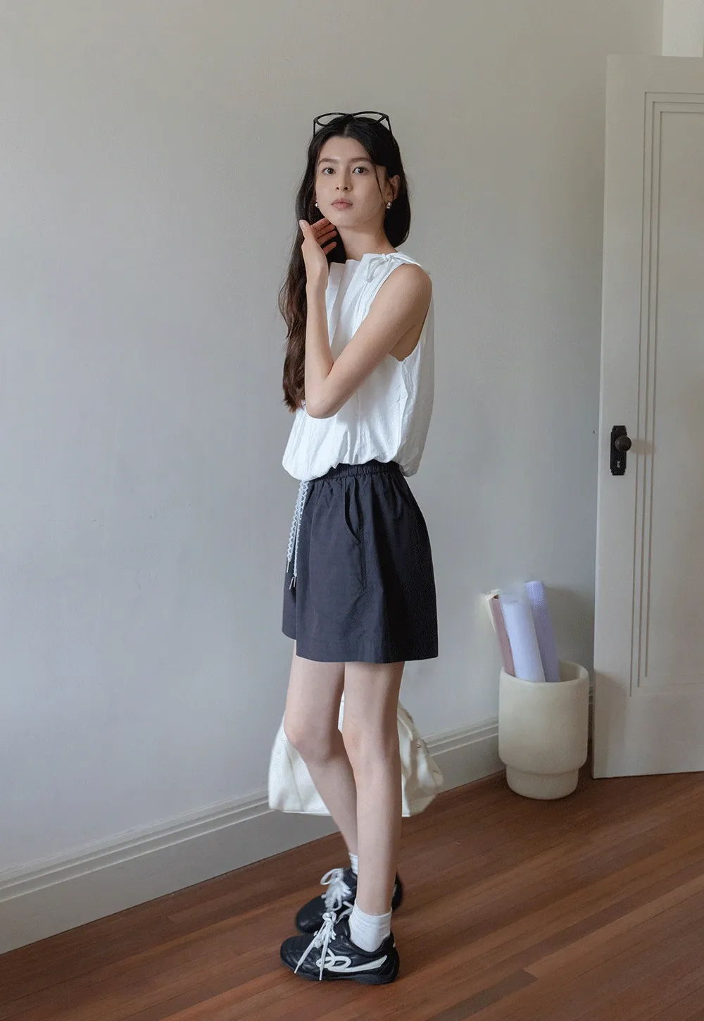 Contrast Drawstring Cotton Shorts