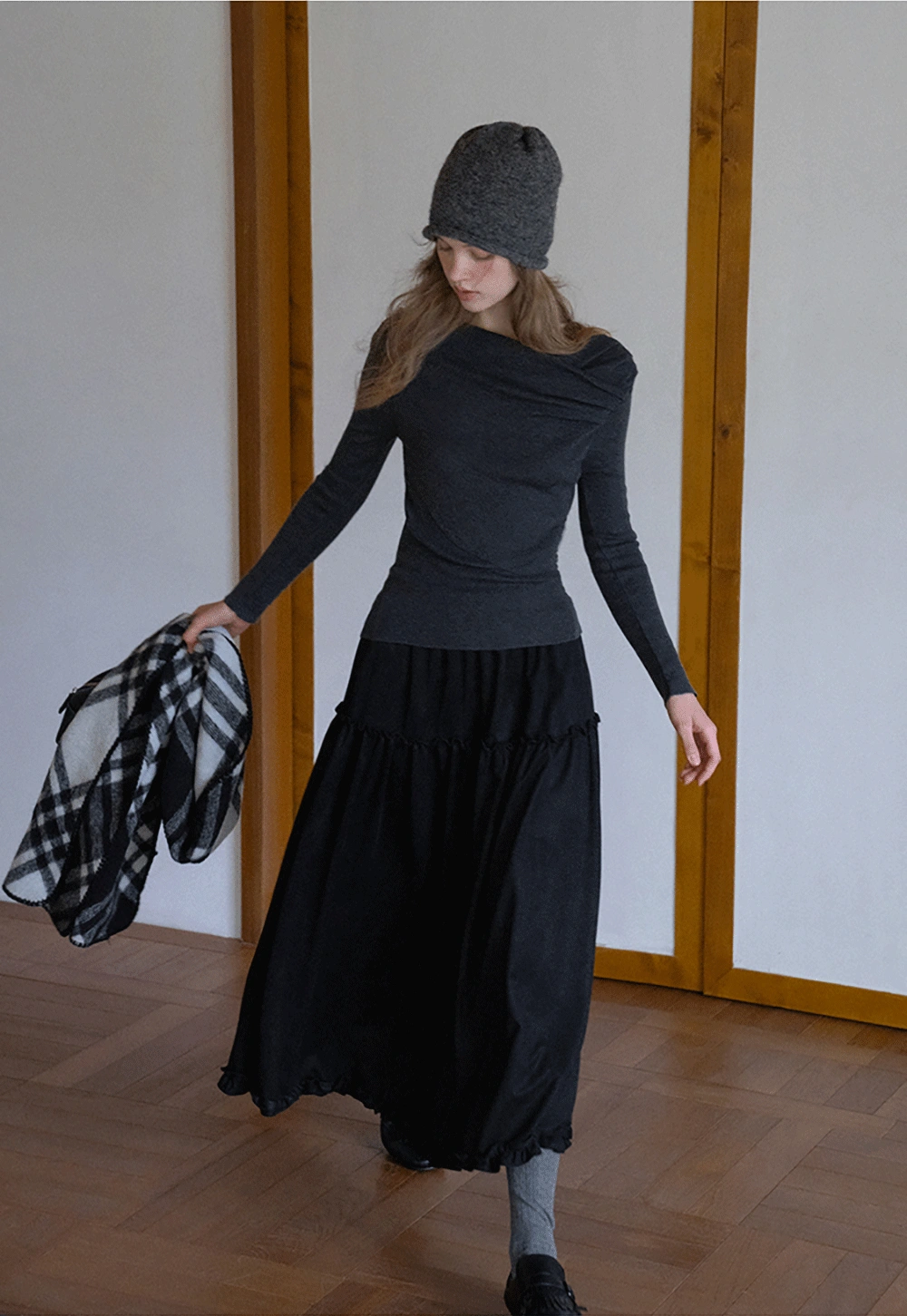 Womens Asymmetrical Draped Knit Top