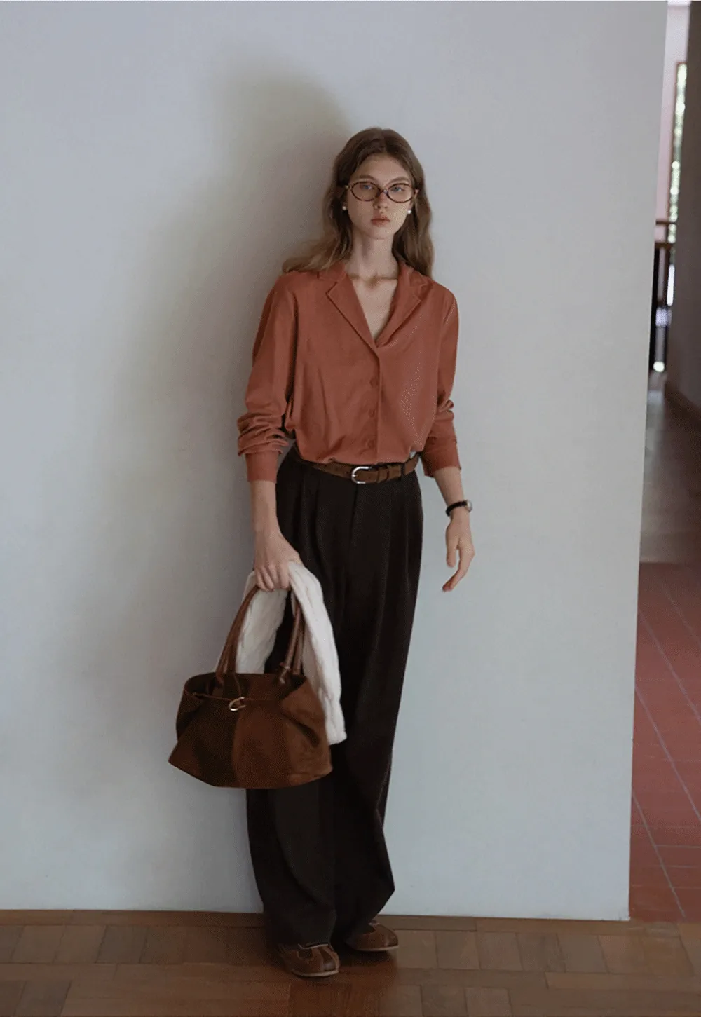 Womens Classic Lapel Collar Long Sleeve Blouse