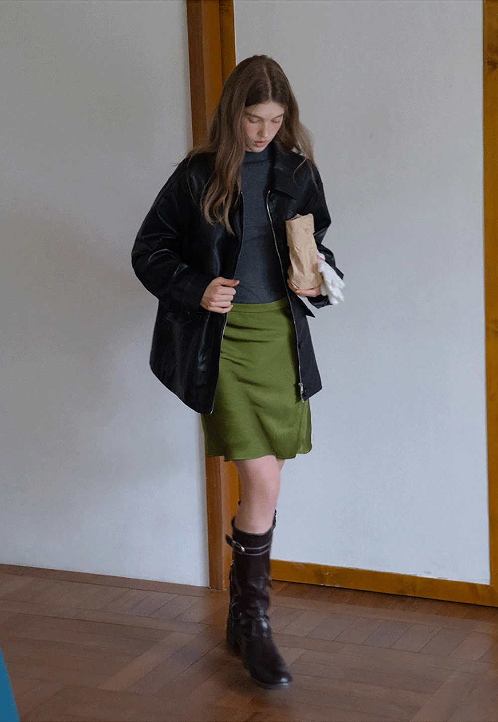 Womens Black Faux Leather Jacke