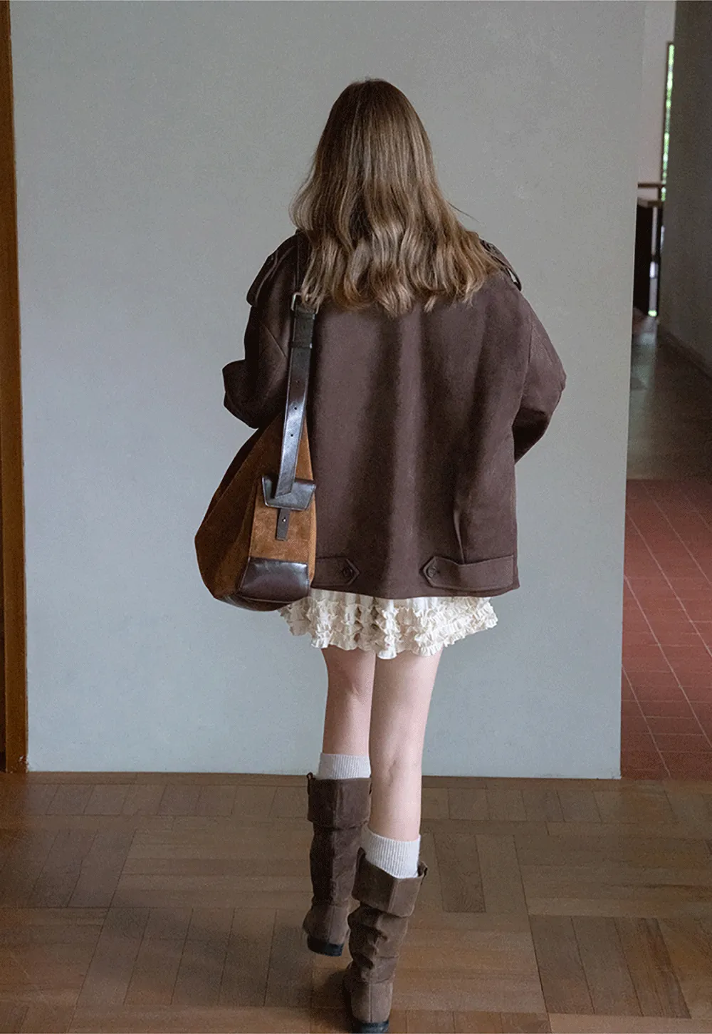 Double Breasted Suede Coat