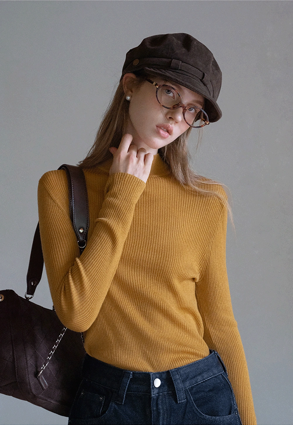 Women’s Ribbed Knit Turtleneck Sweater Top