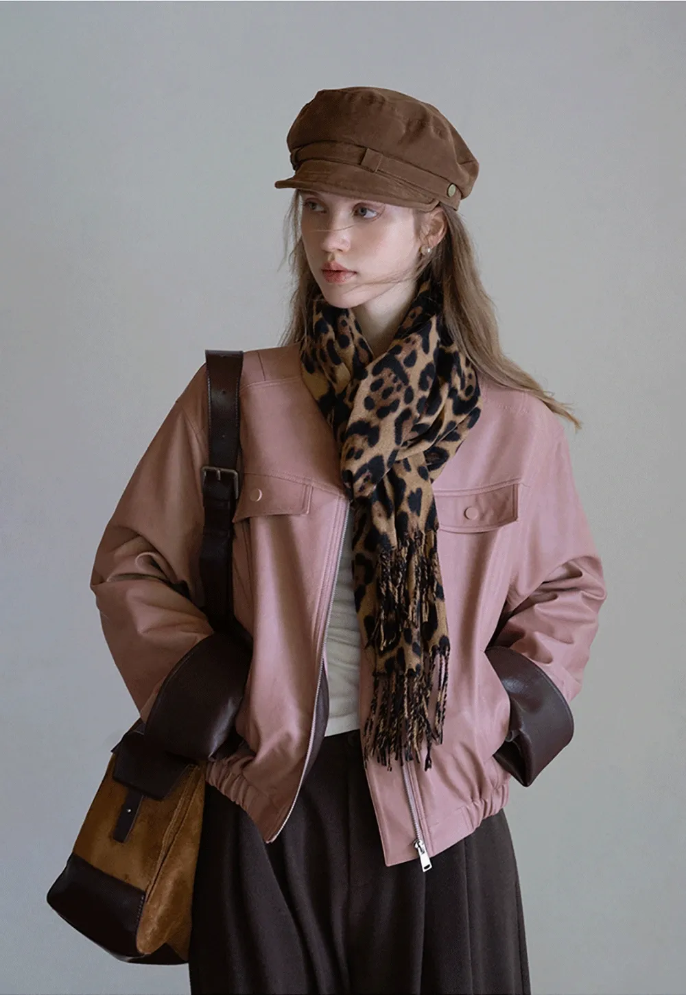 Leopard Print Tassel Scarf Warm Faux Cashmere