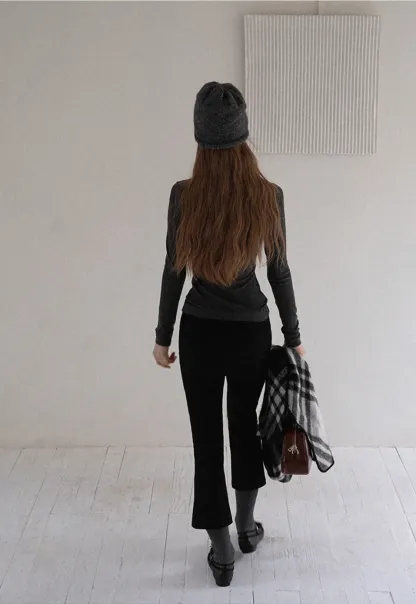 Women High Waist Slim Fit Trousers Minimalist Style