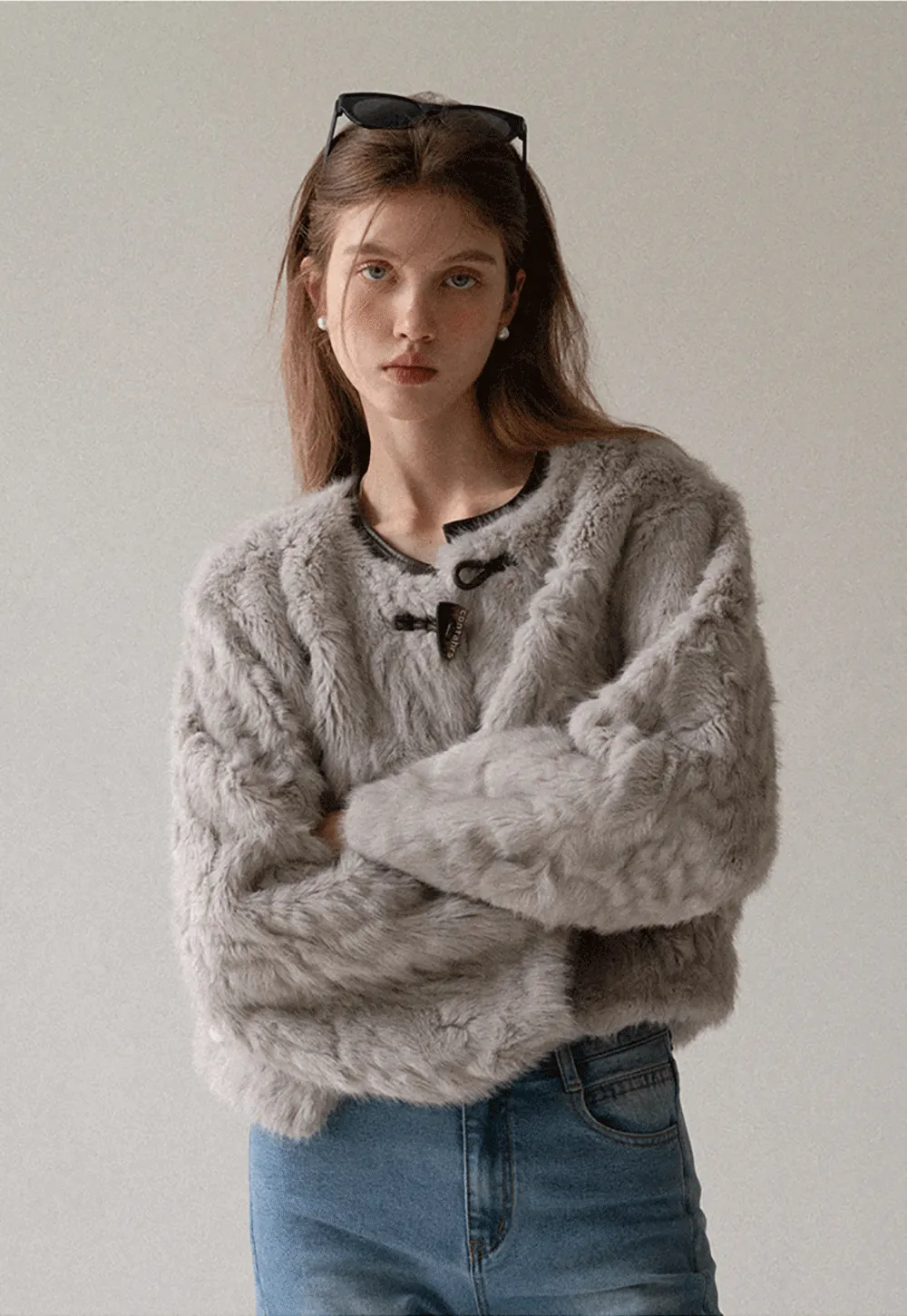 Toggle Closure Faux Fur Jacket