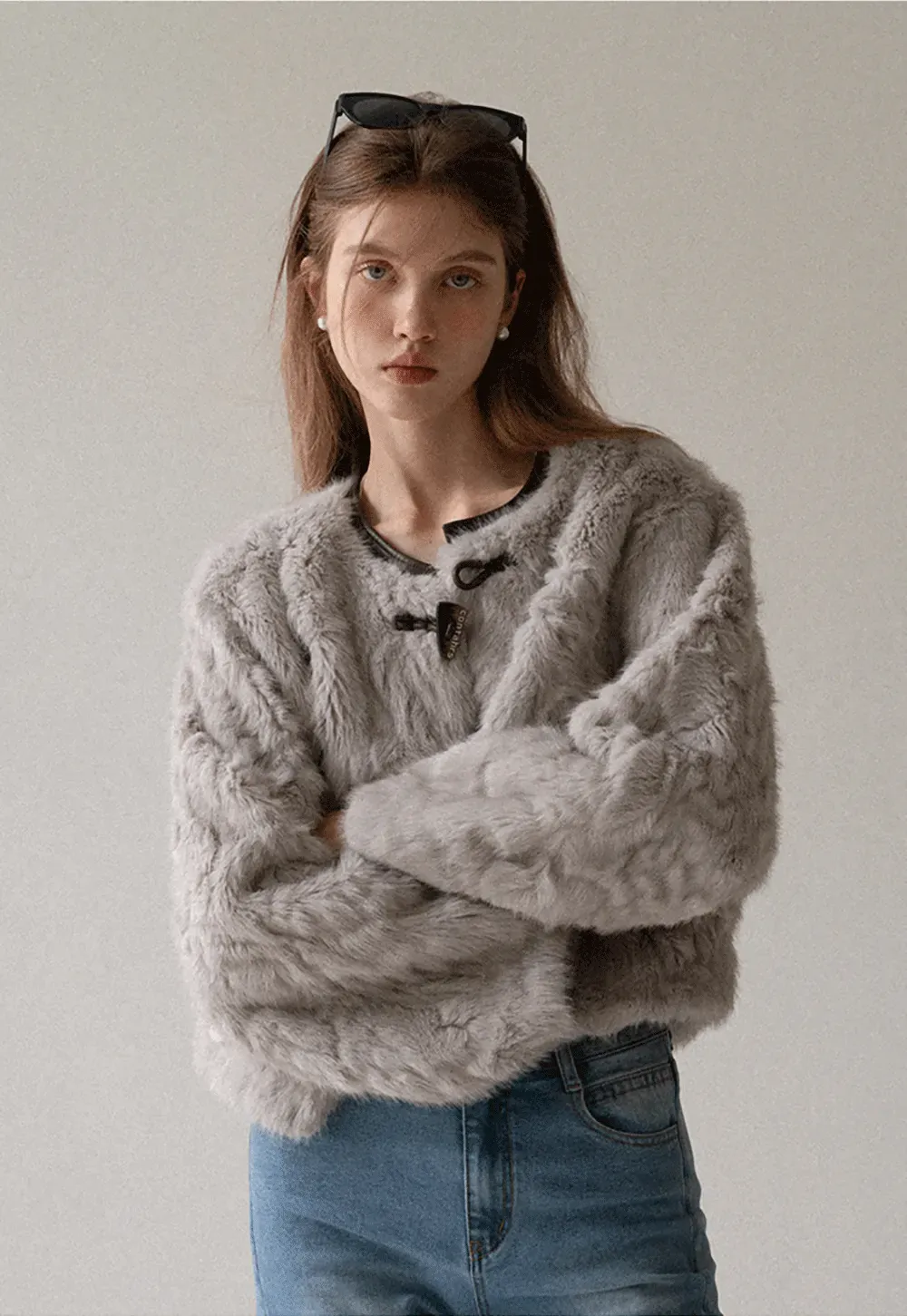 Toggle Closure Faux Fur Jacket